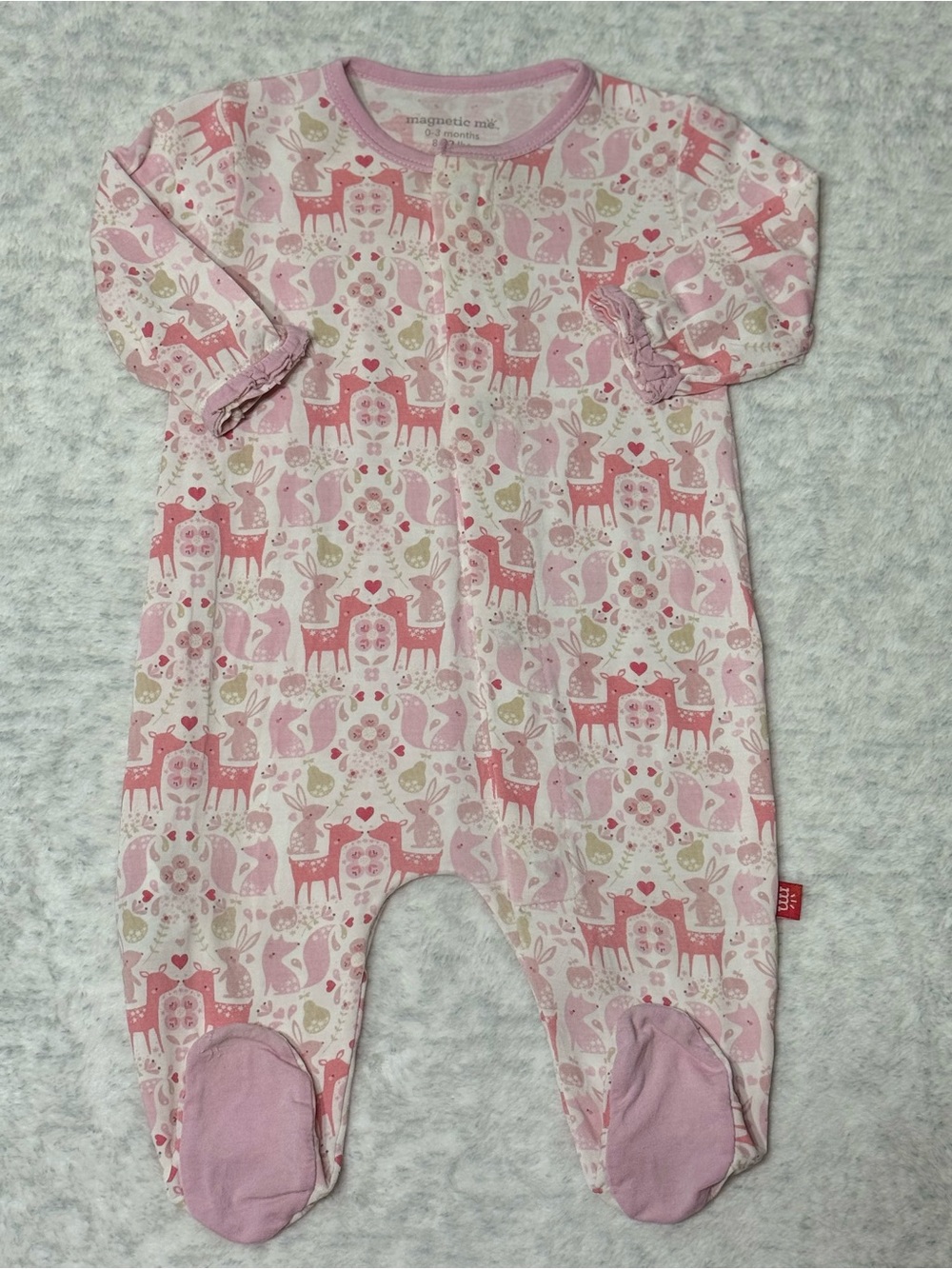 Magnetic Me Pink Woodland Animals Footie Sleeper 0-3M Baby Girl Modal Forest